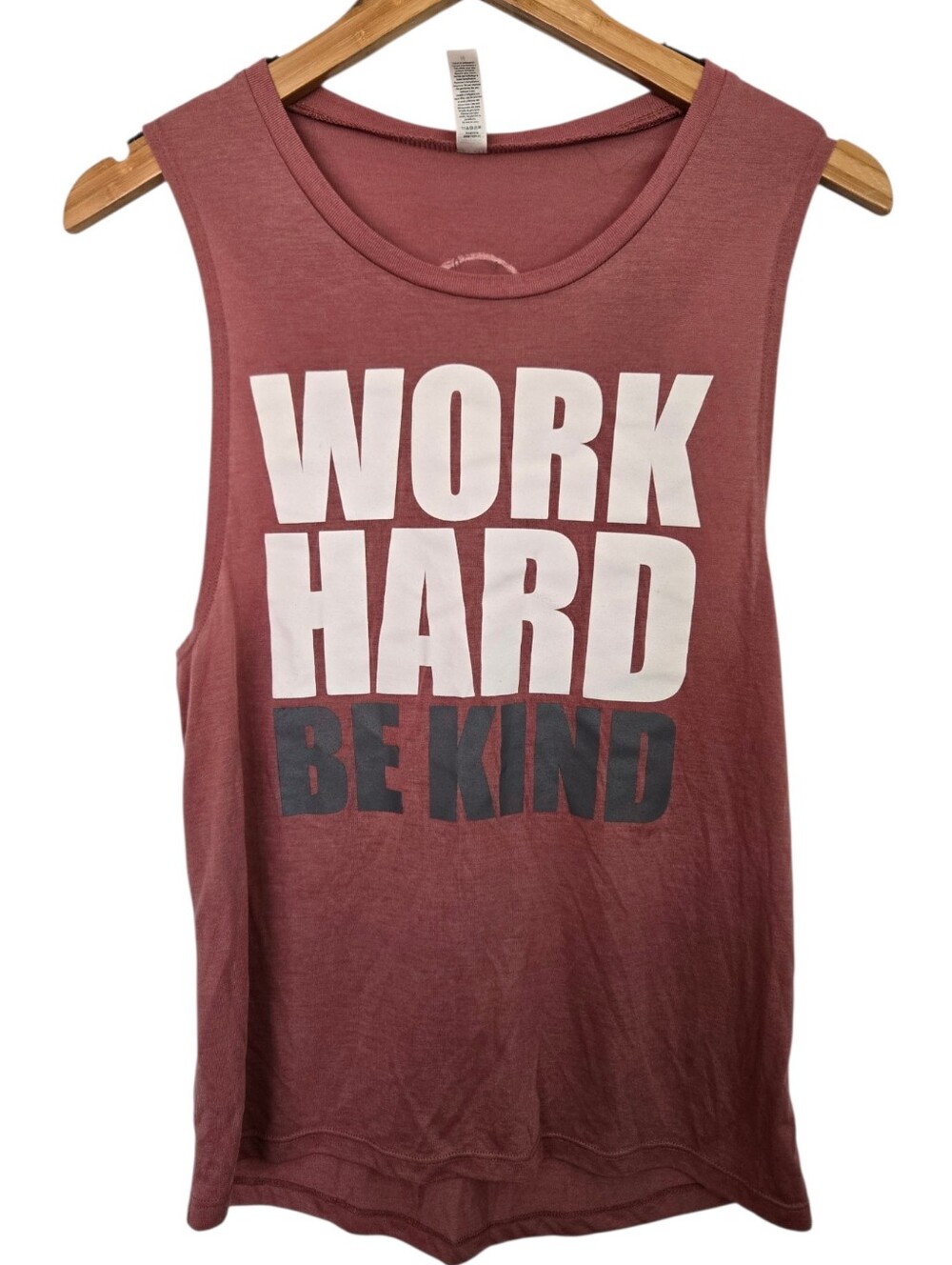 💪 Bella + Canvas "Work Hard Be Kind" Graphic Muscle Tank | Mauve | Size Medium